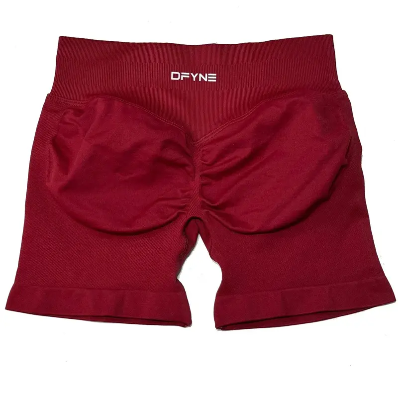 Dfyne Women's Scrunch Bum Shorts – Crimson High Waisted Push-Up, Seamless Yoga & Gym Pants, Durable & Stretchy, True-to-Size