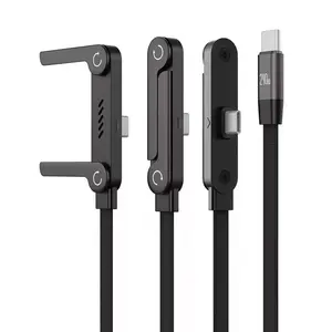 Super Fast Charging Cable withStand for iPhone Samsung Type-C DevicesBlack 2-in-1 Cord & Phone Holder for GamingOffice Car Travel（1.5m）