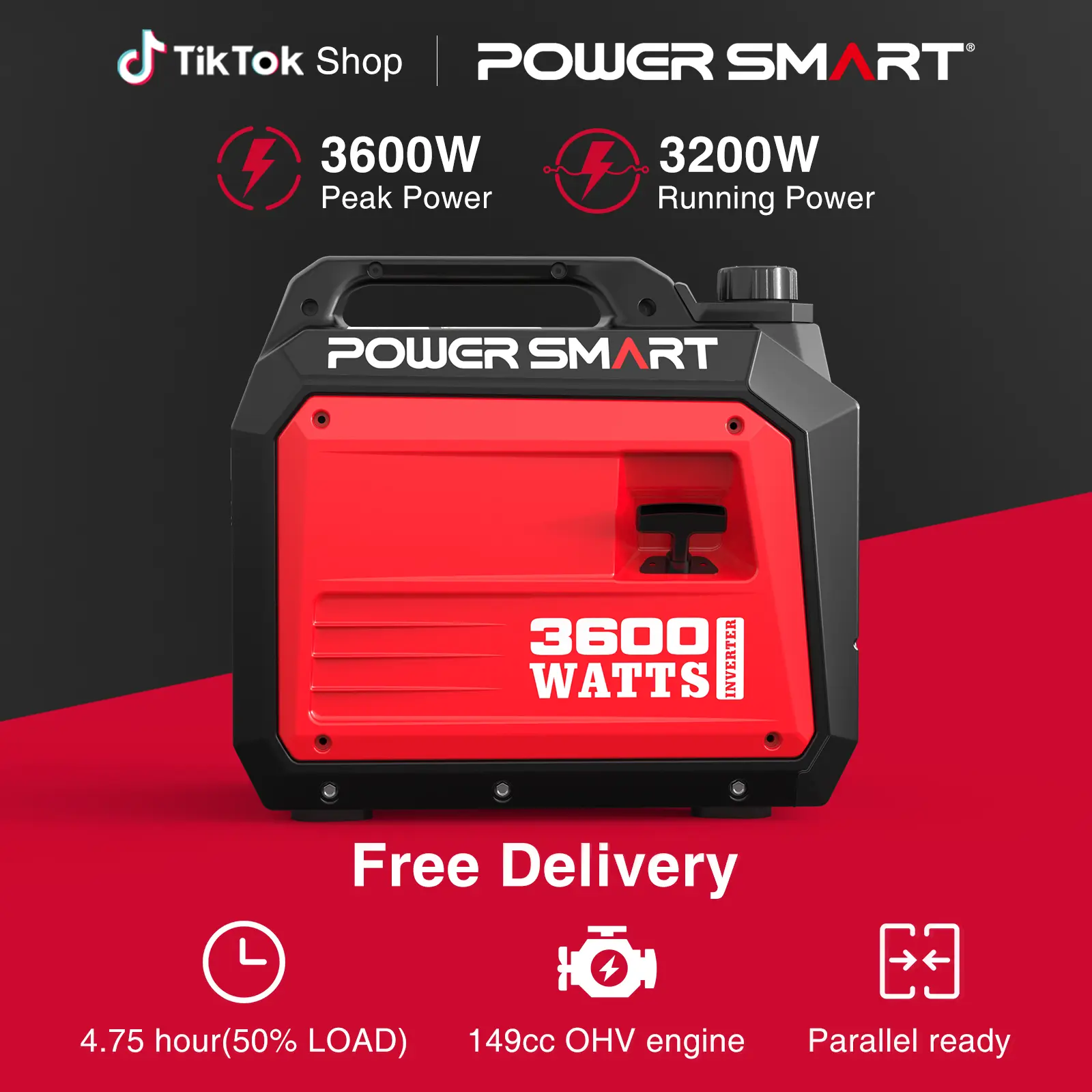 【DealsForYouDays】PowerSmart 3600 Watt Ultralight Quiet Portable Generator,Storm Weather,RV Ready 30A Outlet,Parallel Capable,EPA Compliant,Hurricane, Emergency,Safe & Long-lasting usage,DB5035,generators for house power Heavy Duty Motor
