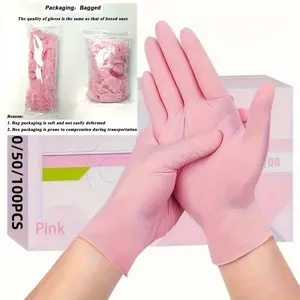 10/20/50/100 Pink Nitrile Disposable Gloves - Latex free, Powder free, Suitable for Kitchen, Cleaning, Nail Art - Available in XS/S/M/L, Kitchen Gloves, Cleaning Gloves, Household Cleaning Gloves