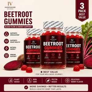 3 PACK VALUE INNOVAVIBE Beetroot Glow Gummies – Beet Root Nitric Oxide Gummies for Energy, Blood Flow & Circulation Support, Vitamin B12 & Grape Seed Dietary Supplement