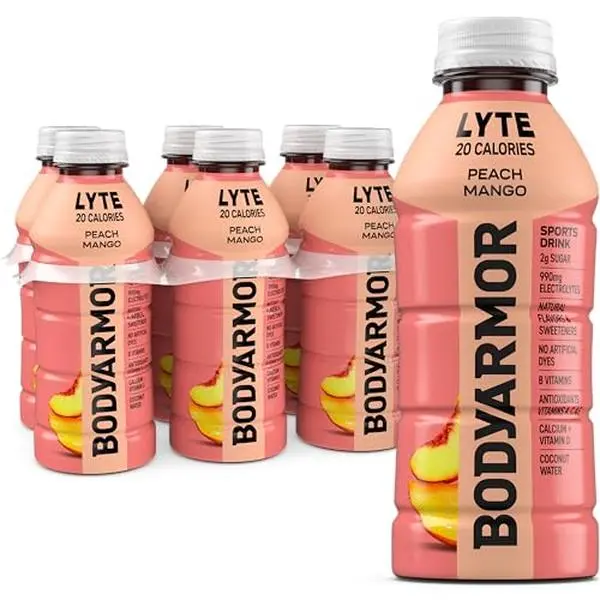 LYTE, Peach Mango, Electrolyte Drink, 20 Calories, 16 Fl Oz Bottles (6 Pack), Coconut Water Sports Drink, Natural Flavor & B Vitamins