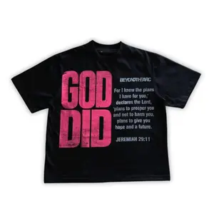 Vintage Christian God Did Graphic T-Shirt for Men with Short Sleeves and Casual Streetwear Style
