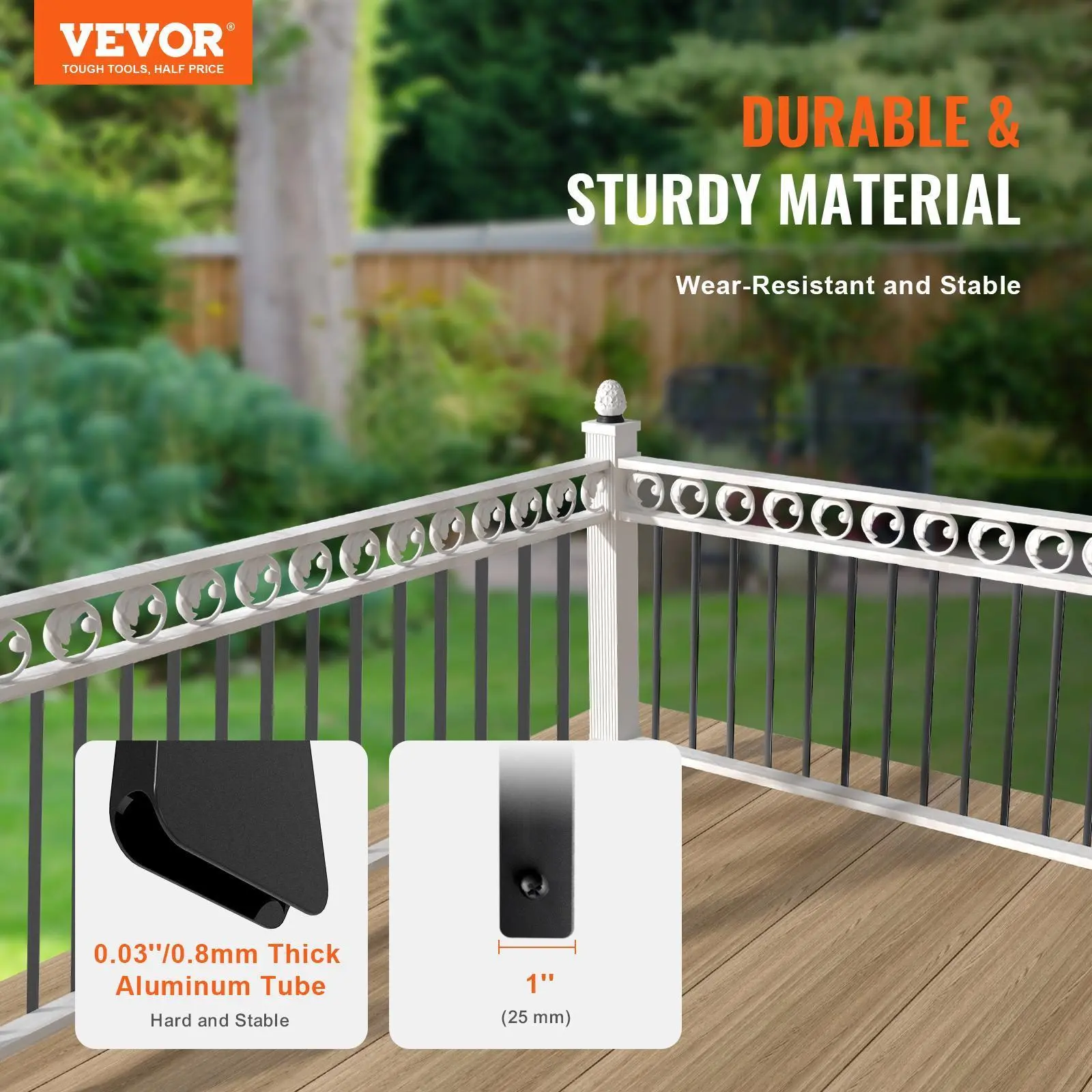 【SummerFinds】VEVOR Decorative Metal Balusters, 29.5in x 1in Flat Aluminum Alloy Stair Spindles, 51 Baluster Shafts with 102 Screws, AAMA-2604 Standard Hollow Satin Black Powder Coated Scratch-Resistant Surface, Easy Installation for Stairs, Fences, Decks