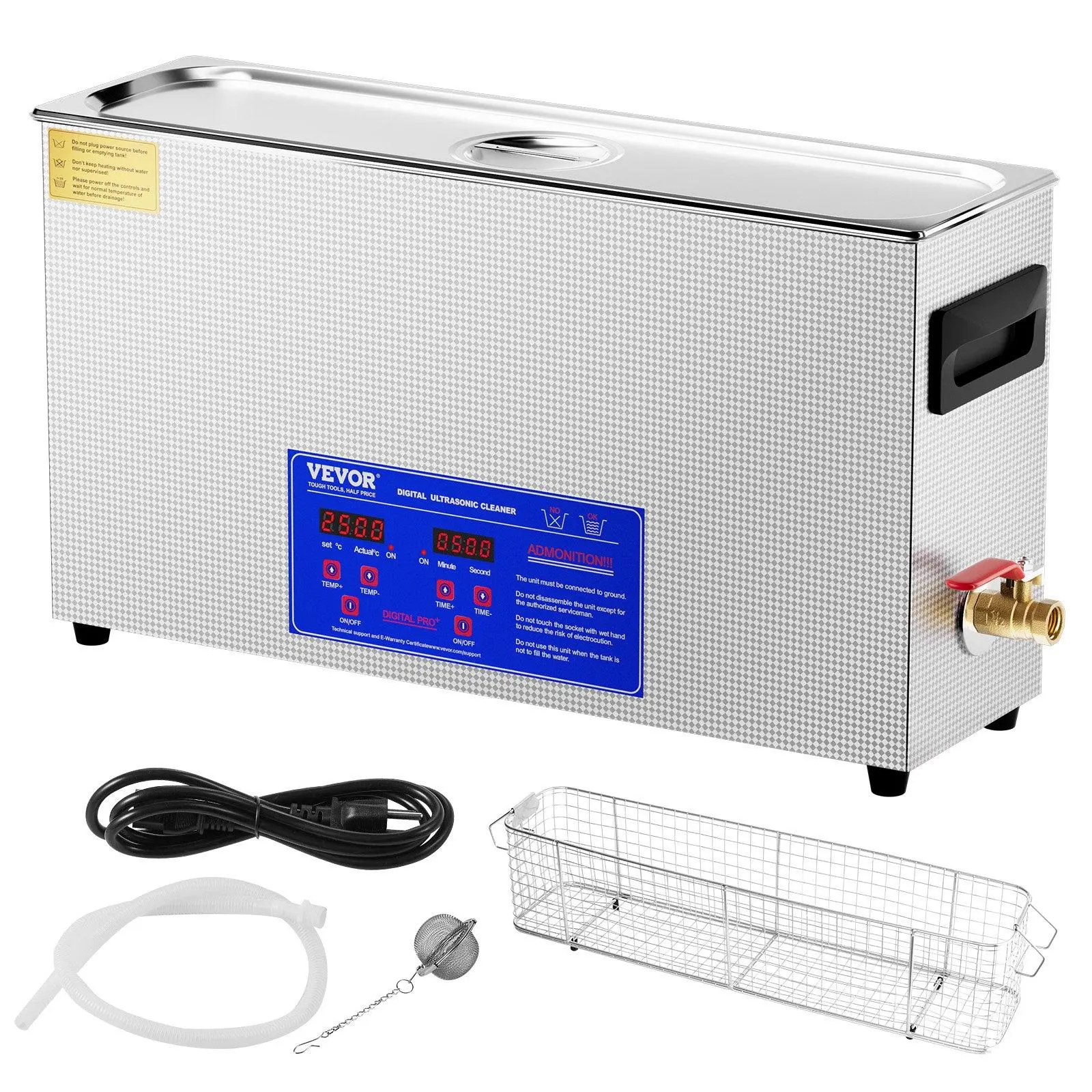 【summerfinds】VEVOR 10L Digital Ultrasonic Gun Cleaner, 300W 40kHz Professional Deep Cleaning Machine with Timer, Heater & Basket, Father's Day Gift for Gun Parts, Bullets