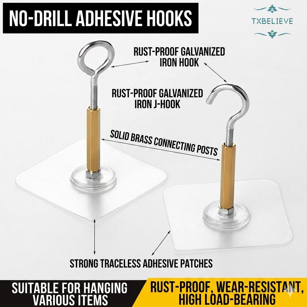 2PCS Self Adhesive Metal Ceiling Hooks Wall Mounted No Punching Plants Flower Pots Lanterns Hanging Holder Home Organizer“Transparent” 2PCS Self Adhesive Metal Ceiling Hooks Wall Mounted No Punching Plants Flower Pots Lanterns Hanging Holder Home Organizer“Transparent”