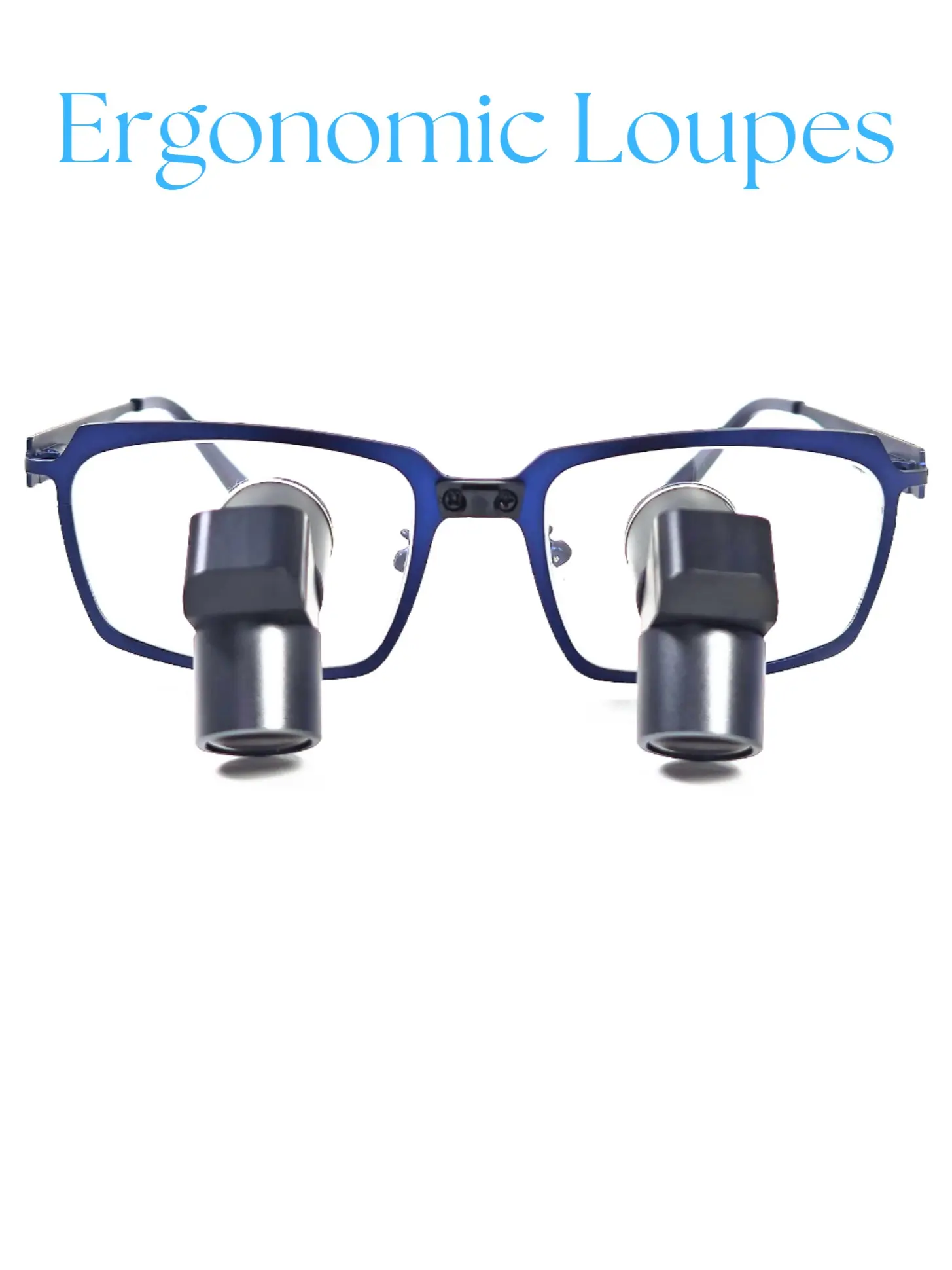 Square Frame Loupes (Blue) with Wireless headlight. DeeTect Wireless Loupes. 3.5x magnification