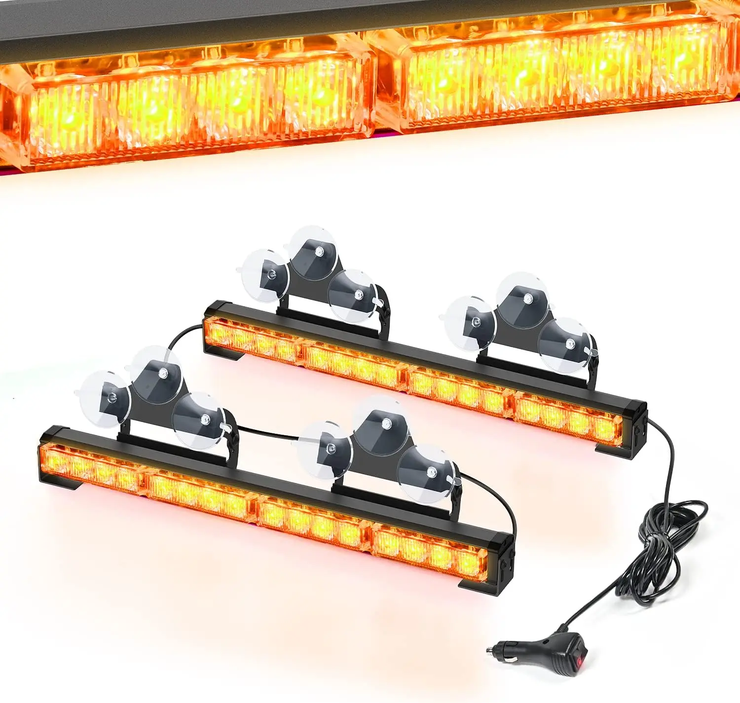 Nilight Traffic Light Bar 2 in 1 17Inch 32LED 23 Flash Patterns Directional Safety Lights with Cigar Lighter on Trucks Construction Vehicles, 17 In Lightbar Led Backlights