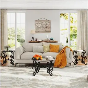 3-Piece Tempered Glass Coffee Table Set for Living Room