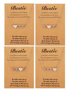 Friendship Necklace for 4 Best Friend BFF Necklace for Women Long Distance Matching Jewelry Bestie Sister Christmas Gifts Stocking Stuffers