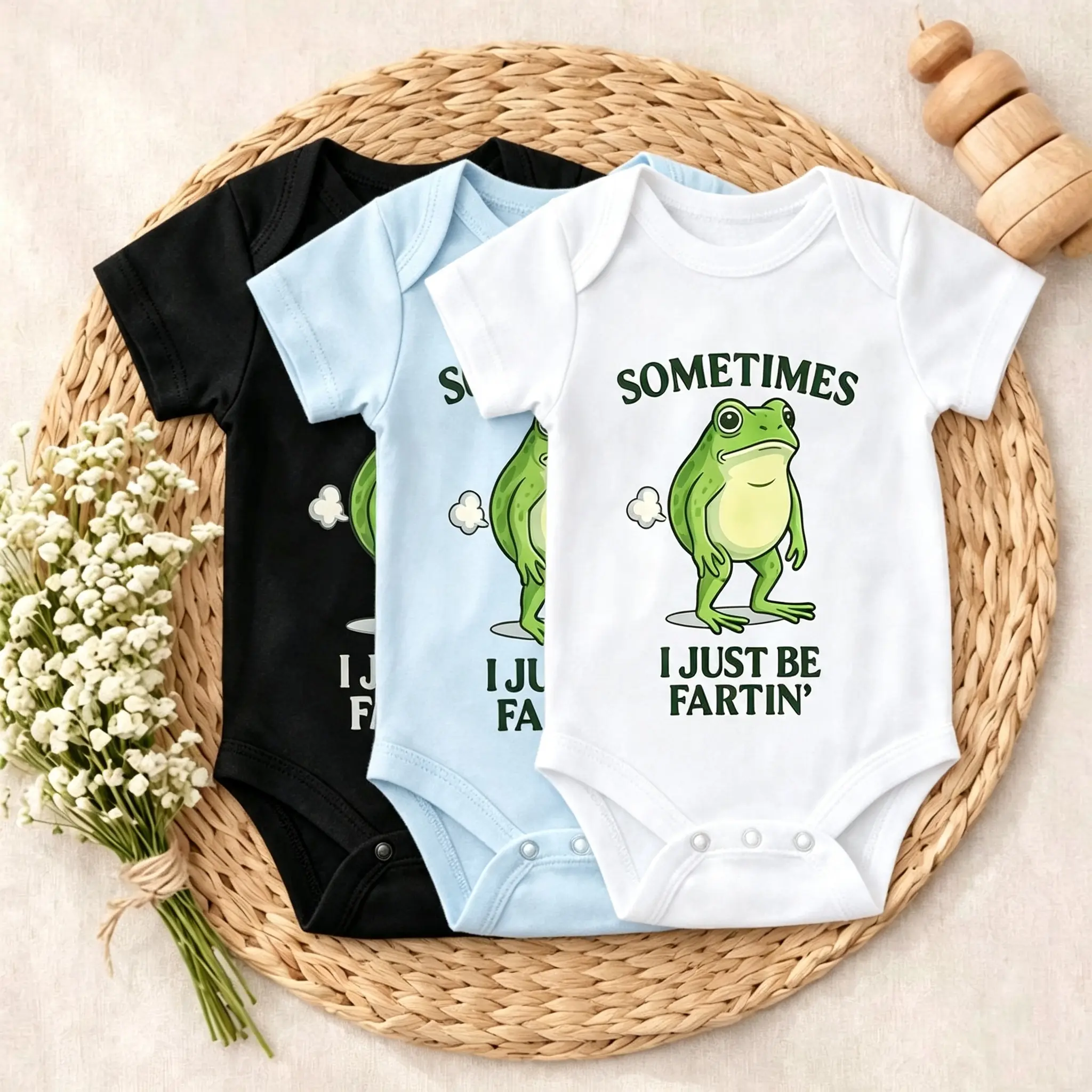 “Sometimes I Just Be Fartin’” Baby Bodysuit – Premium Cotton Short Sleeve Romper, Crew Neck, Unisex Newborn Outfit for Baby Boys & Girls – Lightweight, Breathable, Ideal for Gender Reveal, Daily Wear, or Funny Baby Shower Gift