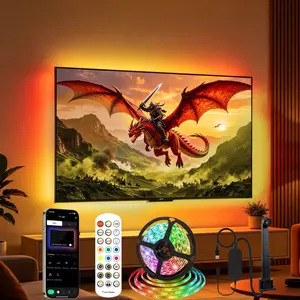 19.6FT gaming lights, TV LED lights, USB LED light strips, App Controlled Led, TV LED backlight, with wireless remote control, color synchronization, with AR color sensor, smart 5050RGB + IC, app control, Mother's Day, Father's Day gifts