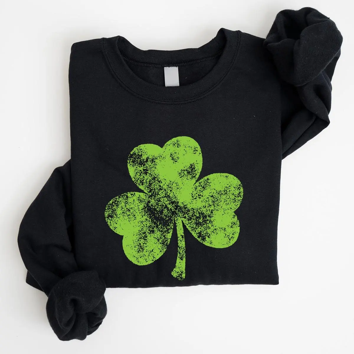 Women's Vintage Shamrock Print Long-Sleeve Round Neck Casual Pullover Tops, St Patrick's Day Sports Outerwear