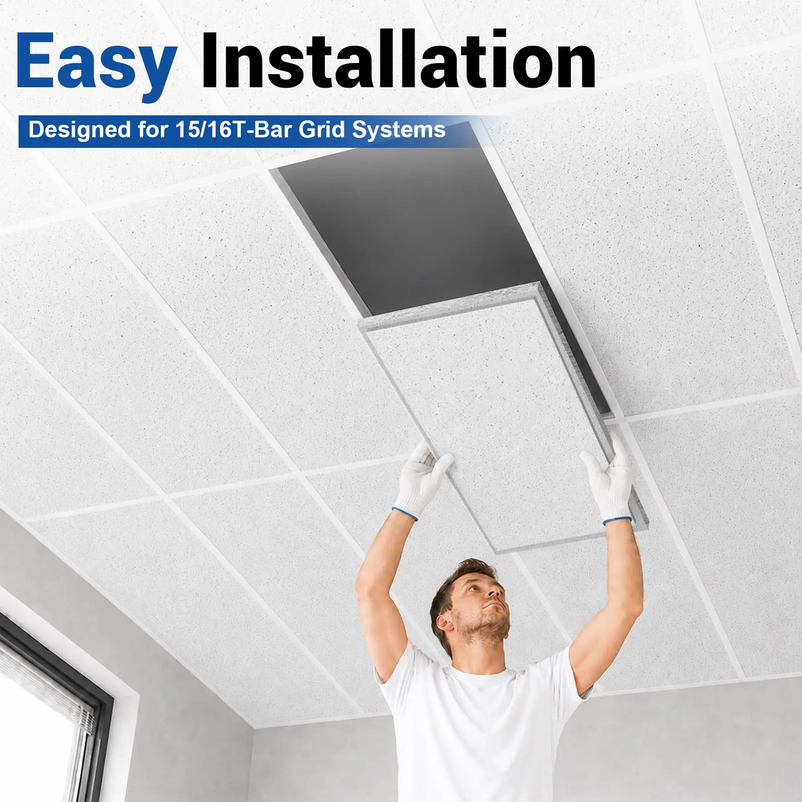 LooYee 10 PCS 2x4 Ft Mineral Fiber Acoustic Ceiling Tiles Flame-Retardant Ideal For Home Theater Cover 80 Sq.Ft