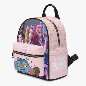 Cute Anime Fantasy PU Leather Backpack – Pink Accent Edition