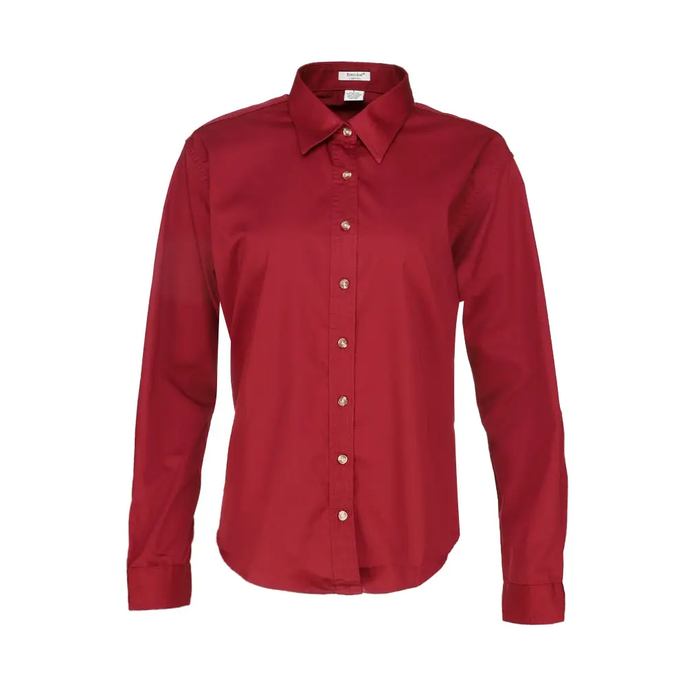 River's End Womens Ezcare Woven Long Sleeve Button Up Shirt Casual Tops Casual - Red