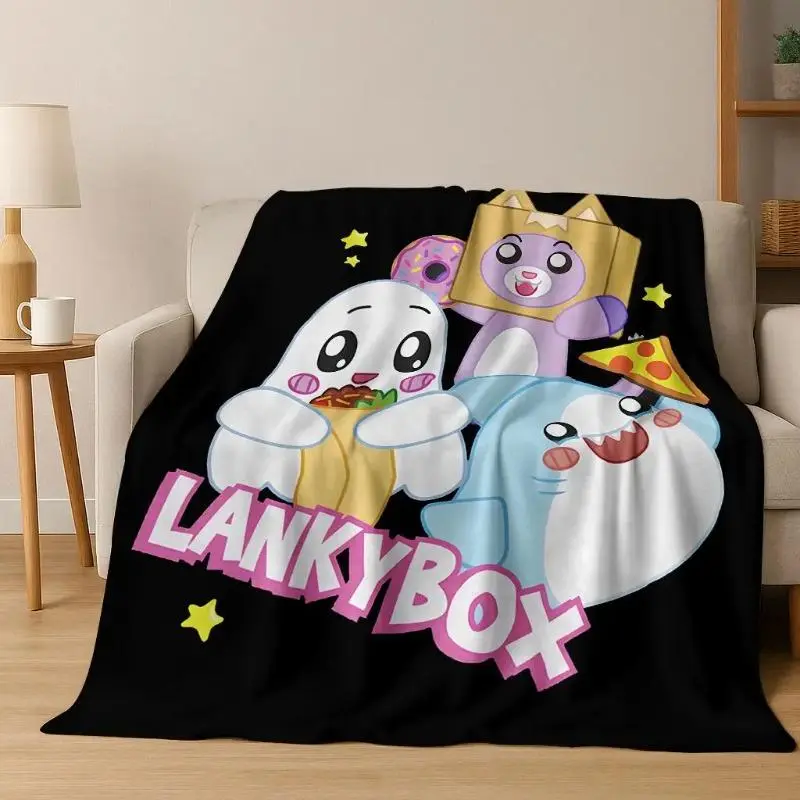 LankyBox Foxy Boxy Rocky Heartfelt Gift Blanket, Ultra-Soft Flannel Soft Comfy Blanket, Warm Throw Cover for Bedroom Couch, Cute Gaming YouTuber Style Gift for Kids Fans