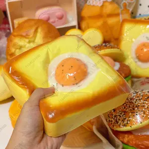 Big Fried Egg Toast Squishy Slow Rising Fried Egg Bread Squishy Slow Rebound Squeeze Toy Anti Stress Release Hand Relax Toy #YLL
