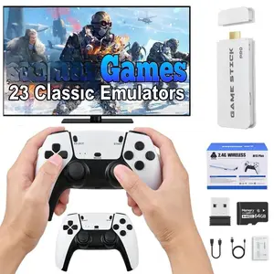 Wireless Retro Gaming Stick with Dual Controllers, 20,000 Games and 19 Emulators, Plug and Play 4K HD Retro Game Console