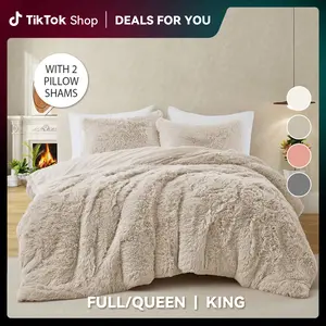 PEACE NEST Faux Fur 3-Piece Comforter Set - Soft, Plush, Cozy & Hypoallergenic Bedding for Ultimate All-Season Comfort