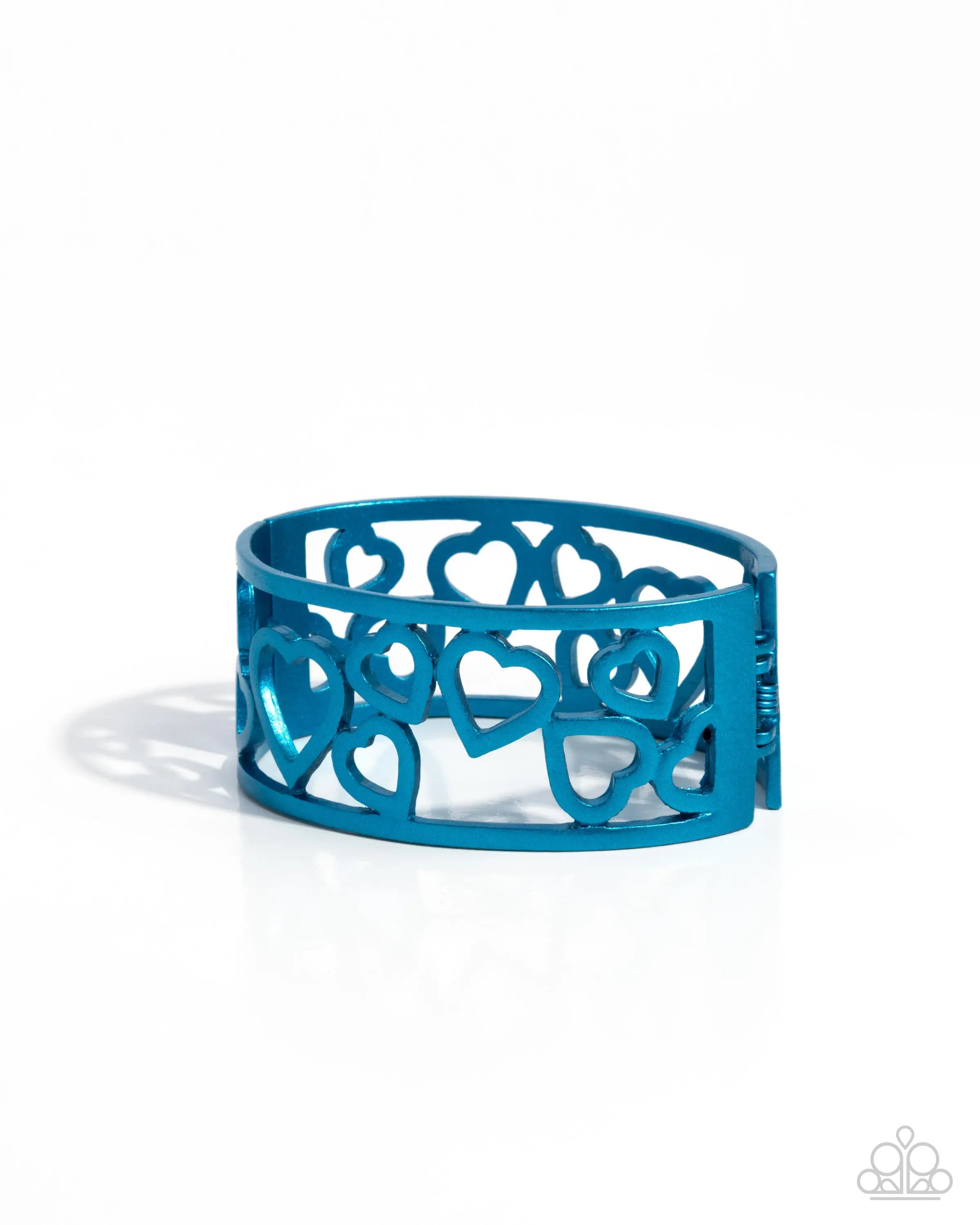 Steal Your Heart - Blue Metallic Heart Hinge Bracelet - Paparazzi
