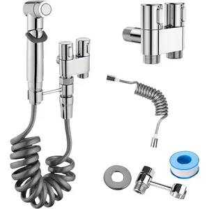 Handheld Bidet Sprayer with Dual Control Valve - Adjustable Mini Faucet Sprayer Kit, Universal Docking Gasket for Bathroom Toilet & Washing Machine Installation