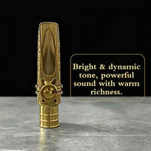 Intricately Carved Gold Metal Tenor Saxophone Mouthpiece, Enhanced Rich Tone Quality, Perfect Replacement Part For Jazz Saxophone Performance