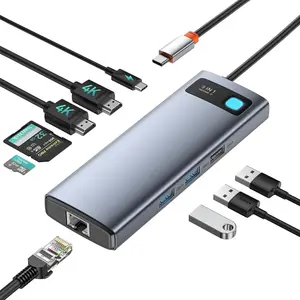 Laptop Docking Station Dual  9 in 1 USB C Hub up to 4K@120Hz with 2 HDMI, 1000Mbps LAN, Max 85W PD, 3 USB, SD Card Reader,USB C Dock Compatible with ////Surface/Steam Deck