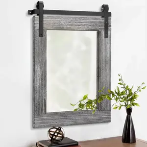 Rustic Wood Vanity Mirror  30x22 Farmhouse Wall Mirror with Wooden Frame