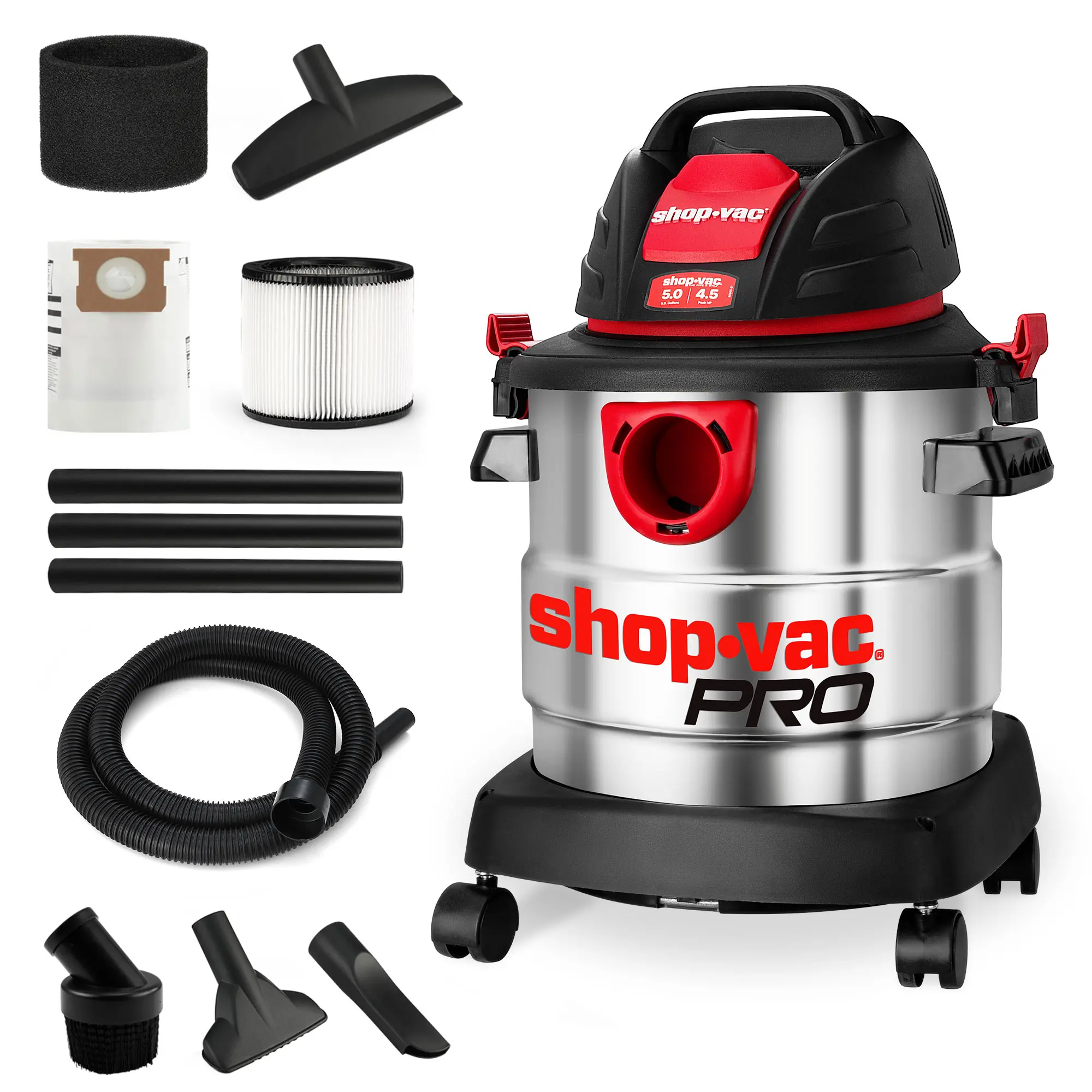 #summersale Shop-Vac HP Wet/Dry Vacuum, Stainless Steel Tank, Portable Shop Vacuum with Filter, Hose and Accessories for Garage, Workshop