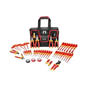 VEVOR Insulated Screwdriver Set, 50-Piece Professional Electrical Screwdriver Set, 1000V Insulated Electrician Tool, withMagneticTips, T-Handle Hex Wrench, Screwdriver, Single-Pole Voltage Tester