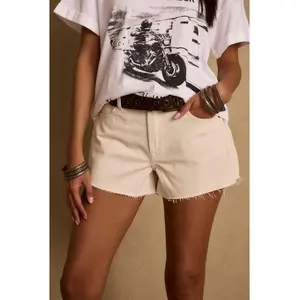 12th Tribe Women's Wrenley Bone Pleated Denim Shorts, Casual Fashion Denim Fabric Women's Bottom