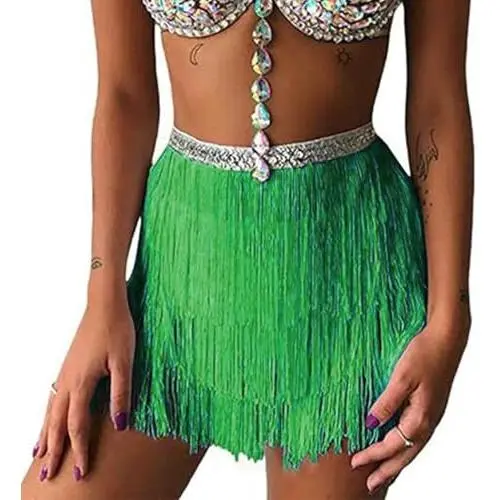 No sequin 3layerfringe green