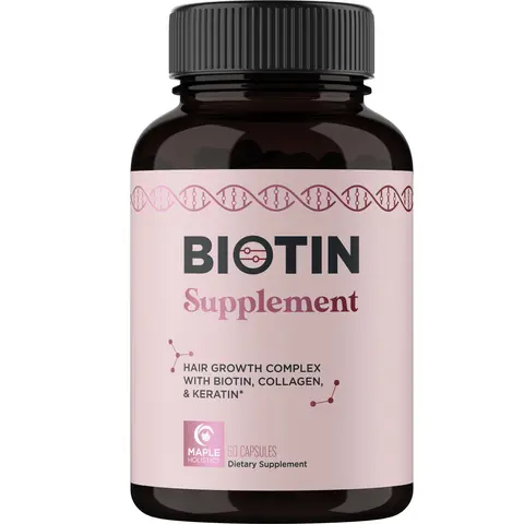 Maple Holistics Biotin Supplement for Women Thicker-Looking Hair Skin Nails Healthcare Fitness Edible Capsule supplement biotin Dietary Bathroom