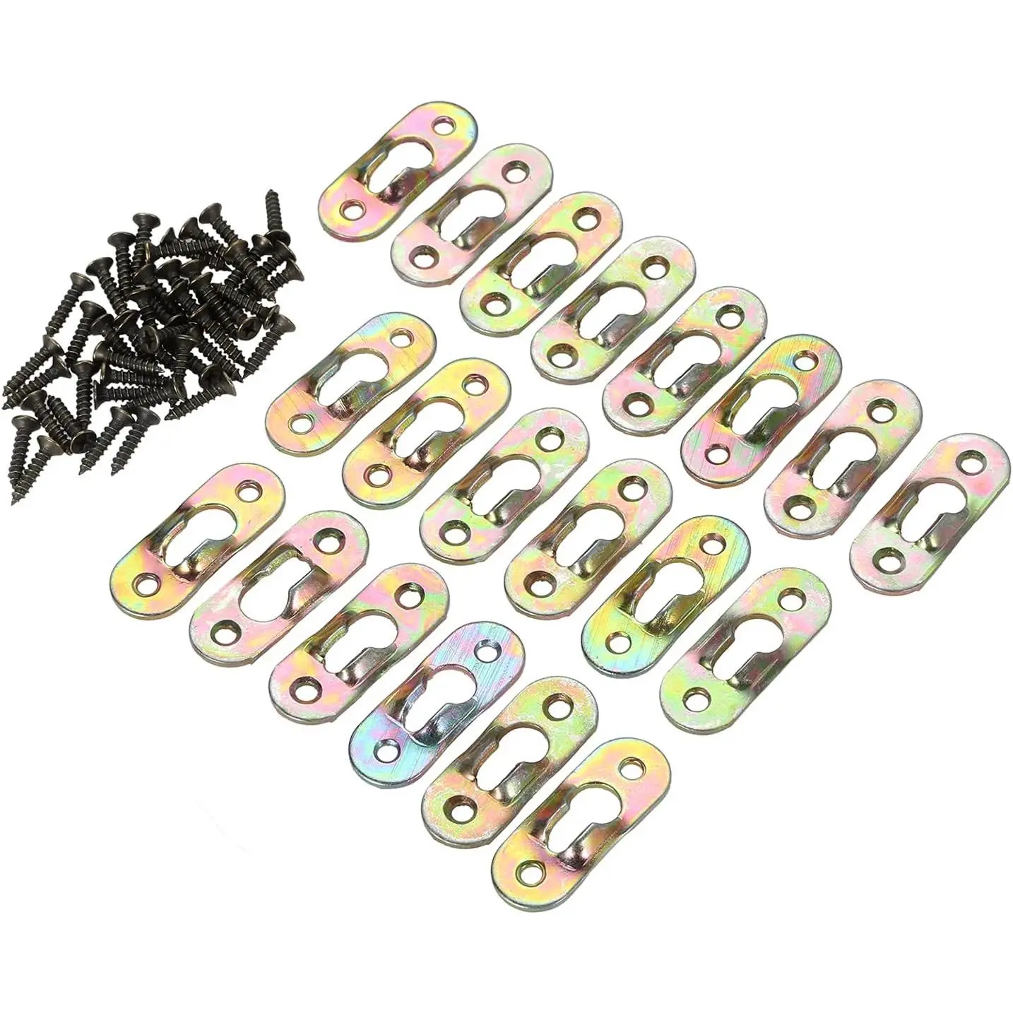 20 Pcs Heavy Duty Keyhole Hangers, Metal Hangable Fasteners with Screws, Hardware Brackets for Picture Frames & Mirrors, 1.46 x 0.50 Inch