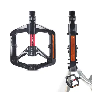 TGpao Bike Pedals - Aluminum Alloy Anti-Slip Bicycle Pedals, 2 Bearings & DU Bushings, Sealed Bearings, Reflective Strips, Universal for Mountain/Road/Folding Bikes
