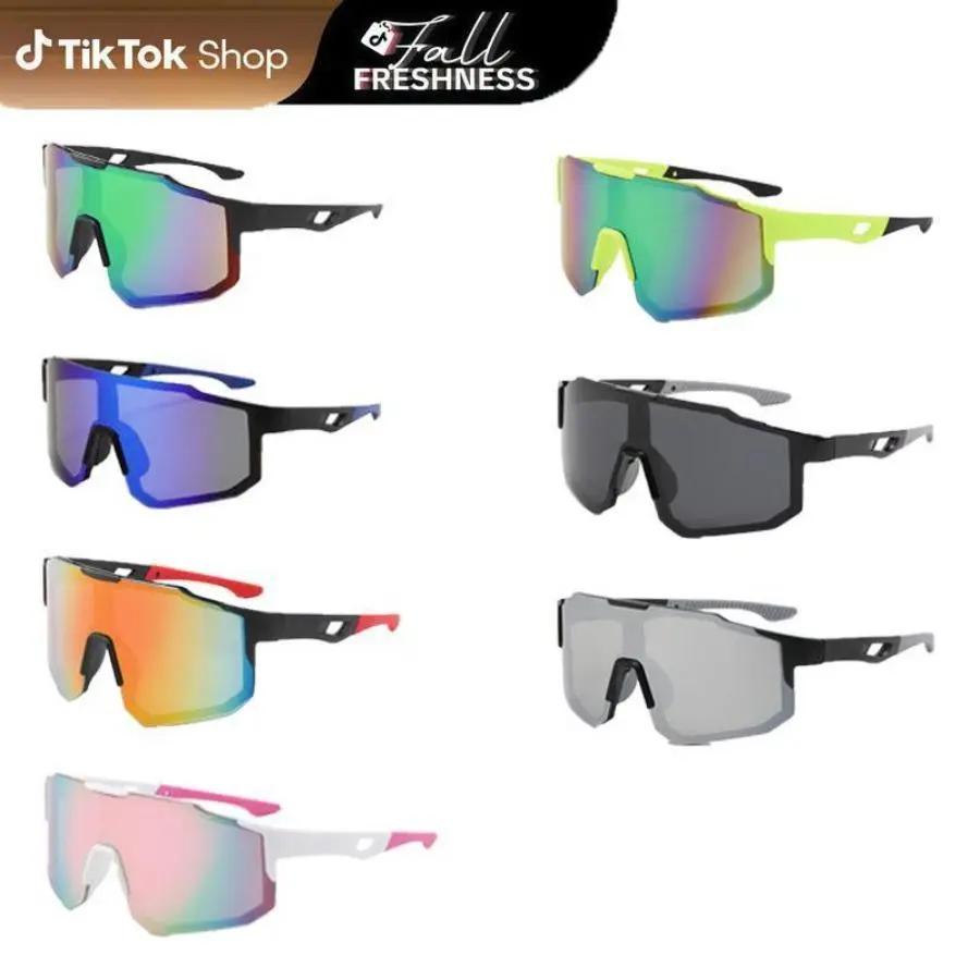 7-Pair Multi-Color Biker Men's Sunglasses, Windproof Sun-Protective Large-Frame Eyewear for Men, Lightweight Stylish Outdoor Sports Shades for Cycling, Fishing, Daily Activities, Multi-Color Men's Sunglasses