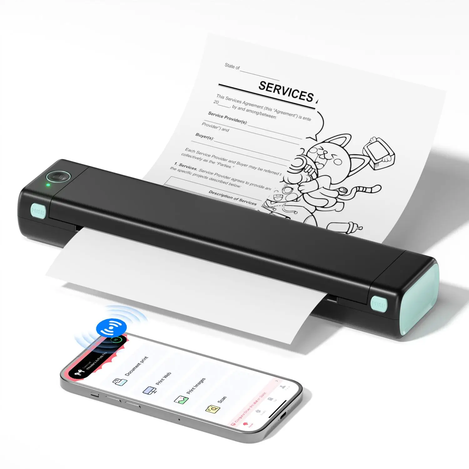 [School Supplies] Phomemo M08F Thermal Printer for Travel, [Upgrade] Portable Printer Support 8.5" X 11" US Letter, Printing Machine, BT Inkless Print