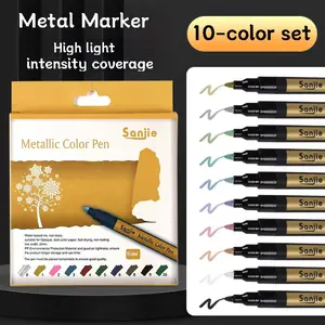 Metallic Acrylic Markers, 10pcs Paint Glitter Pens, Compatible with Plastic Surfaces, Art Supplies for Adults Kids DIY Crafts