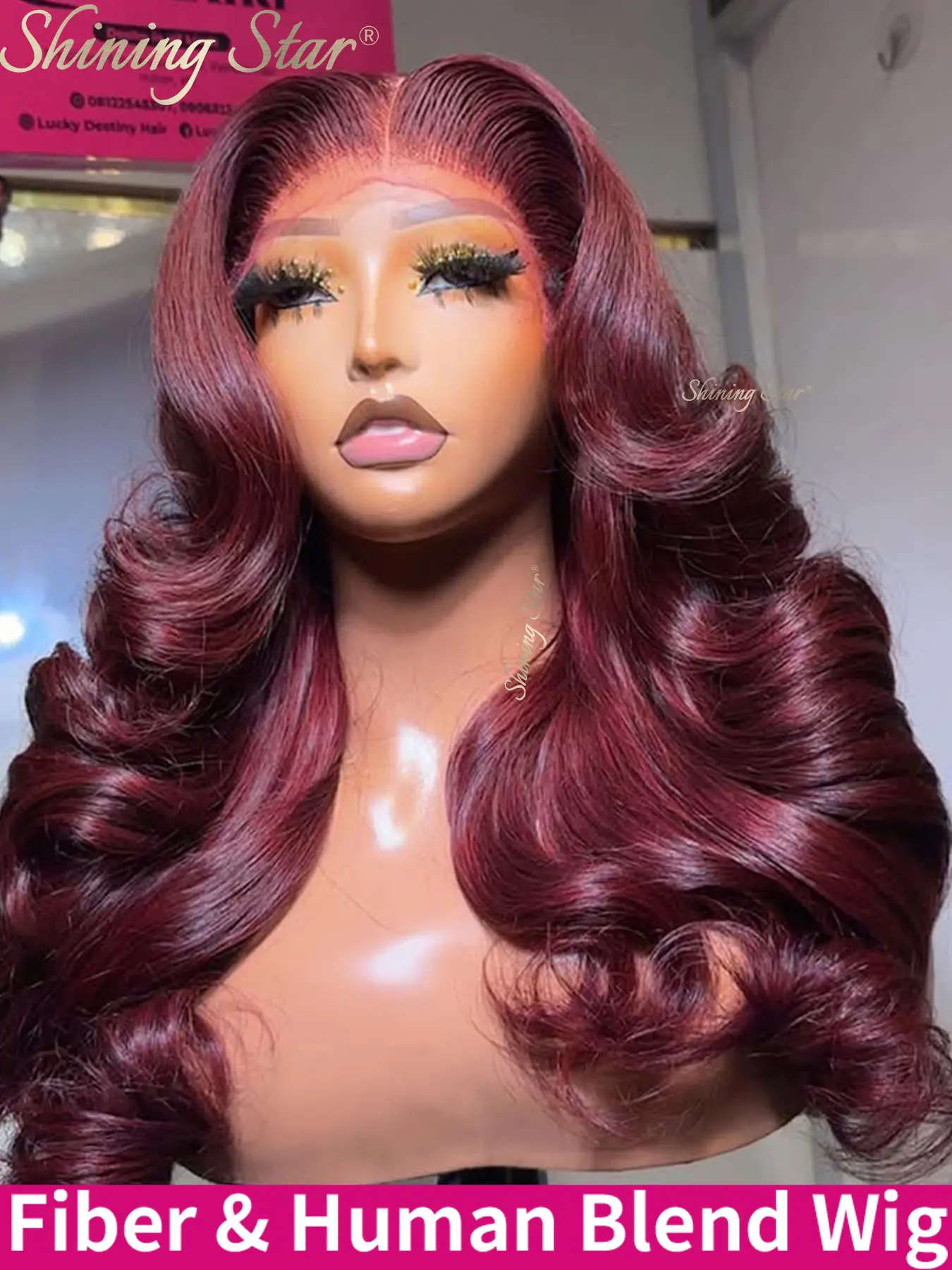 Female 99J Burgundy Body Wave Mixed Human Wigs, 13X4-13X6/9X6 HD Transparent Lace Front 13X6 Glueless Closure Wig, 180 Density Glueless Wear-And-Go Design, 13X6 Human Hair Wig
