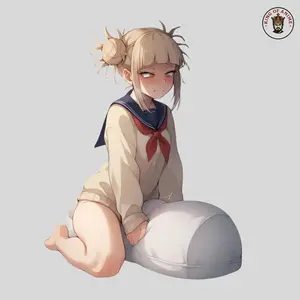 Blushing Toga Sitting Sticker, Vinyl Sticker for Water Bottle Decor, Shy Anime Waifu in School Uniform