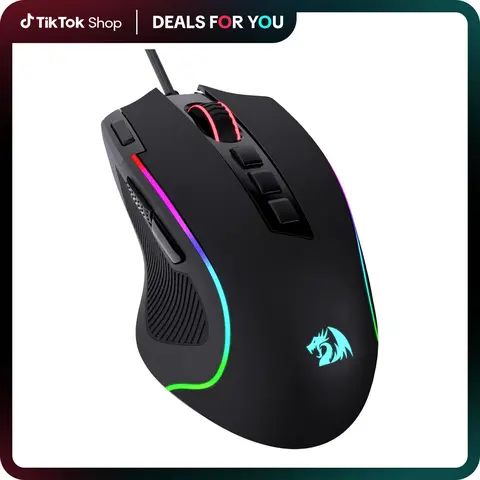 Redragon M612 Predator Tactical Wired Optical Gaming Mouse (PC Accessory) - 8000 DPI Adjustable, 11 Programmable Buttons, 5 RGB Backlit Modes, Software-Supported DIY Keybinds, Rapid Fire, Ergonomic Synthetic Rubber, Right-Handed, Teen Boy Gift, Geek Gift,