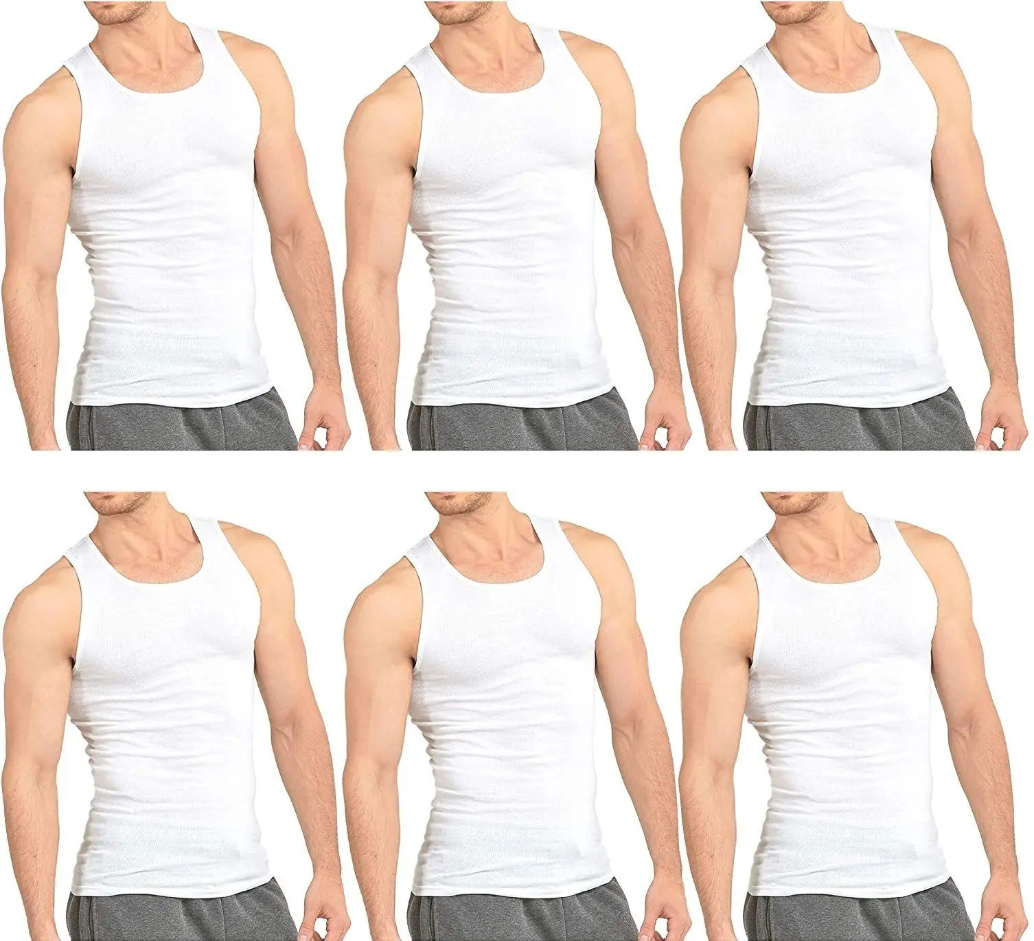 6 Pack Knocker Men's 100% Cotton White A-Shirts Sizes S-3XL Comfortable Everyday Wear Tops
