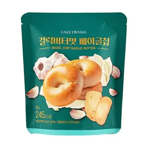 CAKE DRAMA Garlic Butter Bagel Chips 50g - Korean Crispy Snack, Viral Internet Food