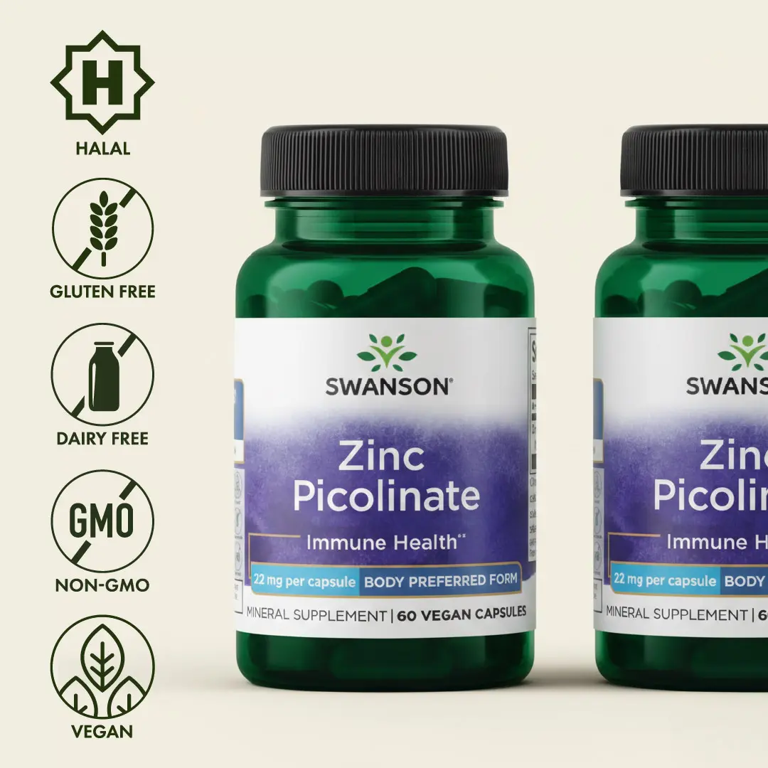 Swanson Zinc Picolinate 22 mg Body Preferred Form 60 Vegan Capsules for Immune Health & Collagen Production US Healthcare Supplement Swanson Zinc Picolinate 22 mg Body Preferred Form 60 Vegan Capsules for Immune Health & Collagen Production US Healthcare Supplement