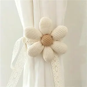 2 Piece Set Style Cute Floral Pearl Buckle Curtain Tiebacks, Decorative Mosquito Net Rope, Adorable Design for Home Decoration