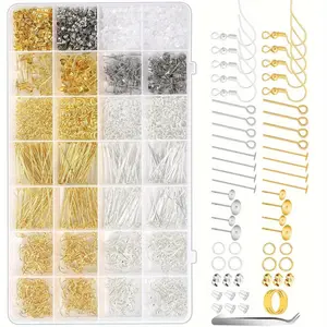 1Set Earring Making Kit,Earring Making Supplies Kit with Hypoallergenic Hooks,Earring Findings,Backs,Pins Jump Rings for Jewelry Making Supplies - Bracelet Necklace Making Mixed DIY