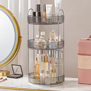 Rotating Makeup Organizer 2 Tier/3 Tier - High-Capacity Skincare & Perfume Storage, 360 Spinning Racks, Modern Design, Waterproof, ABS Material
