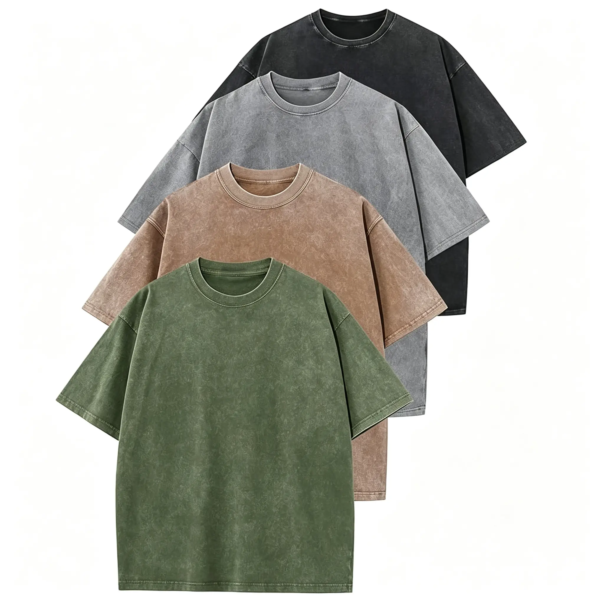 2/4 Pack Oversized Tshirts Unisex Gym Vintage Heavyweight Cotton Tees Workout Acid Wash Baggy Tops For Teens Men Women
