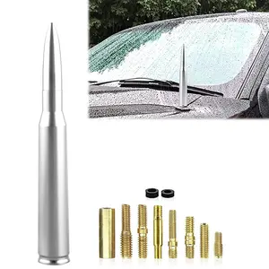 50 Cal Badass Bullet Antenna 6061 Aluminum Short Design 50 BMG Compatible with Chevy Dodge Jeep Ford GMC & More with 11 Adapters for Easy Installation Universal Car truck
